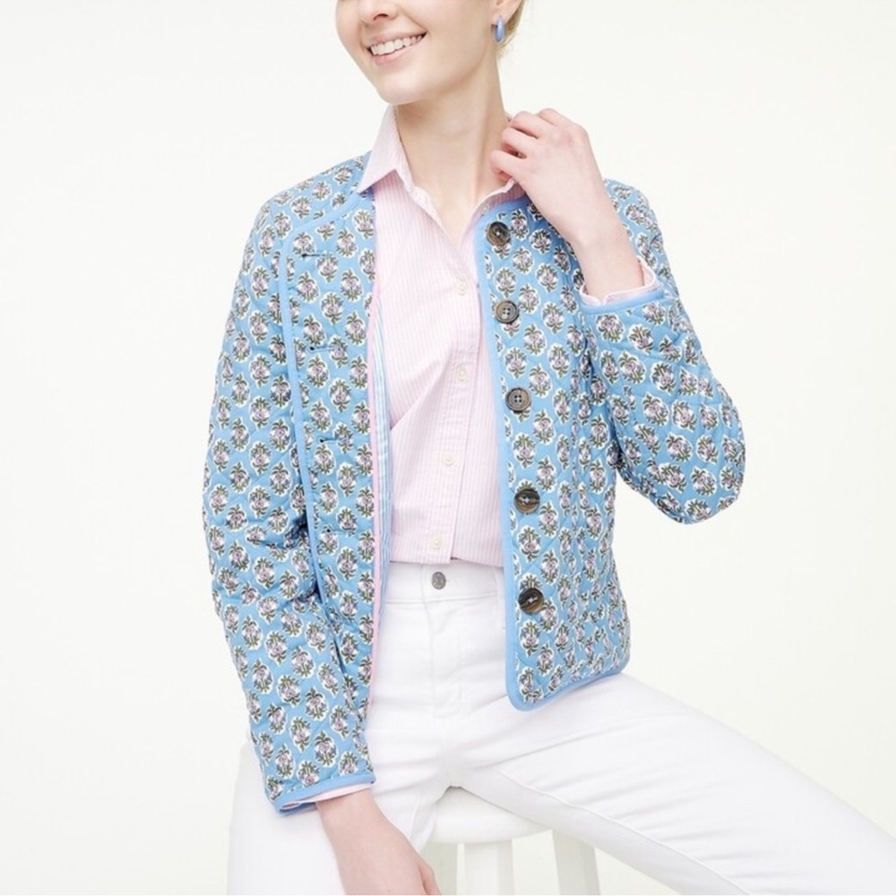 J Crew Floral Block Print Quilted Jacket 4P
